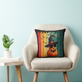 Almofada Abóbora engraçada fofa de Halloween vintage outono