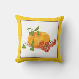 Almofada Abóbora laranja, borda amarela cai Ação de Graças