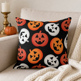 Almofada Abóboras de Jack O Lantern Halloween Preto