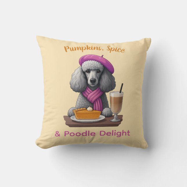 Almofada Abóboras, Especiarias e Poodle Delight (Frente)