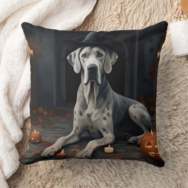 Almofada Abóboras Great Dane Halloween Assustador Flip (Cobertor)