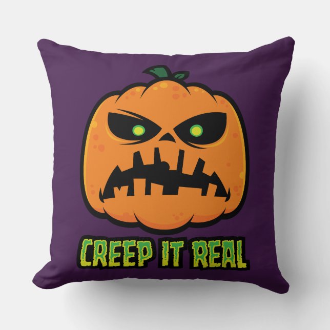 Almofada Abobrinha de Halloween Mal-Humorada e Real (Frente)
