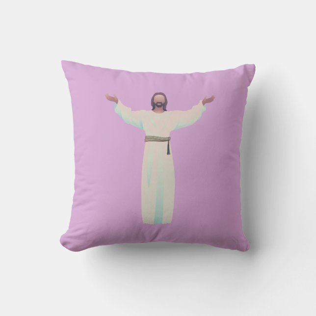 Almofada Abraçar Jesus - Travesseiro decorativo na Lavanda (Frente)