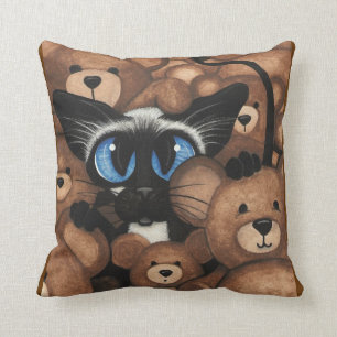 Almofada Abraço de urso do ursinho do gato Siamese por