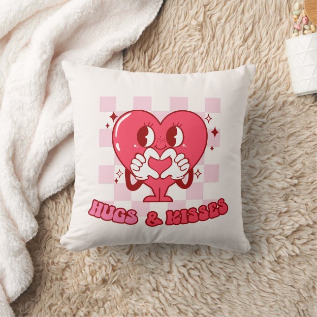Almofada Abraços e beijos | Amor Coração Rosa Bonito (Cobertor)