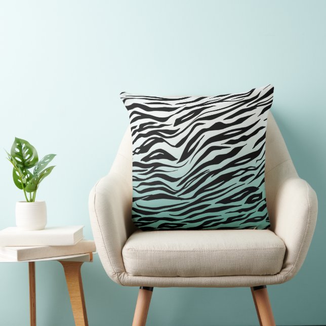 Almofada Abre de impressão Aqua Mint Black Zebra (Cadeira)