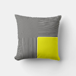 Almofada Abstração geométrica, quadrados amarelos B/W