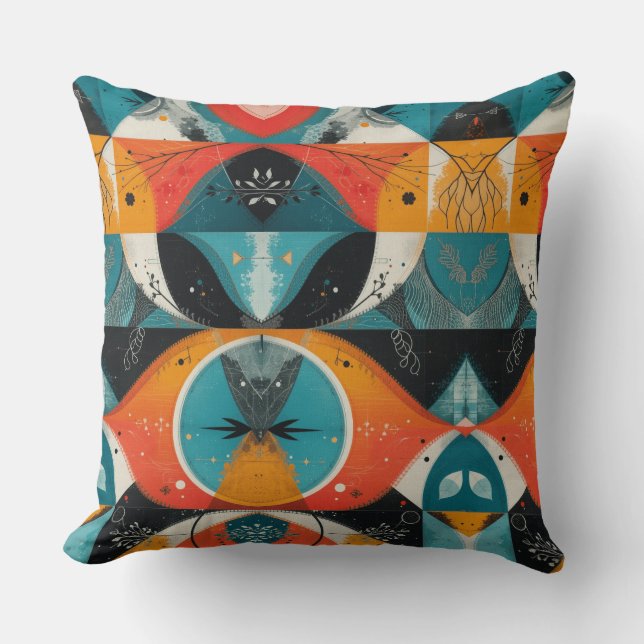 Almofada Abstração Gráfica Laranja (Frente)