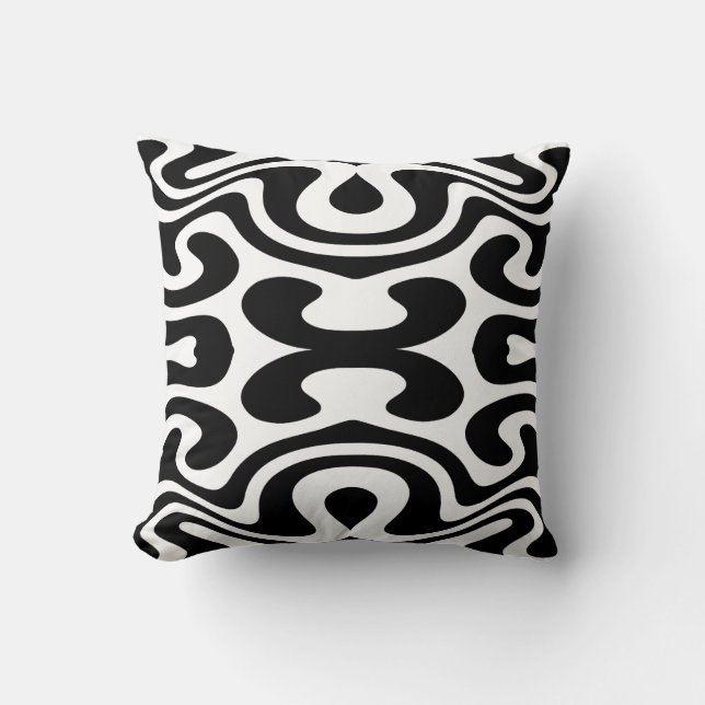 Almofada Abstract Black Curved Shape Seamless Pattern (Frente)