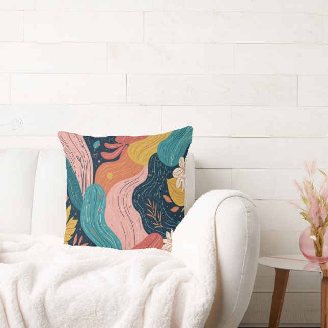 Almofada Abstract Botanical Flow Throw Pillow (Sofá)