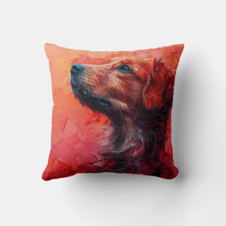 Almofada Abstract dog portrait in vibrant red hues. Generat