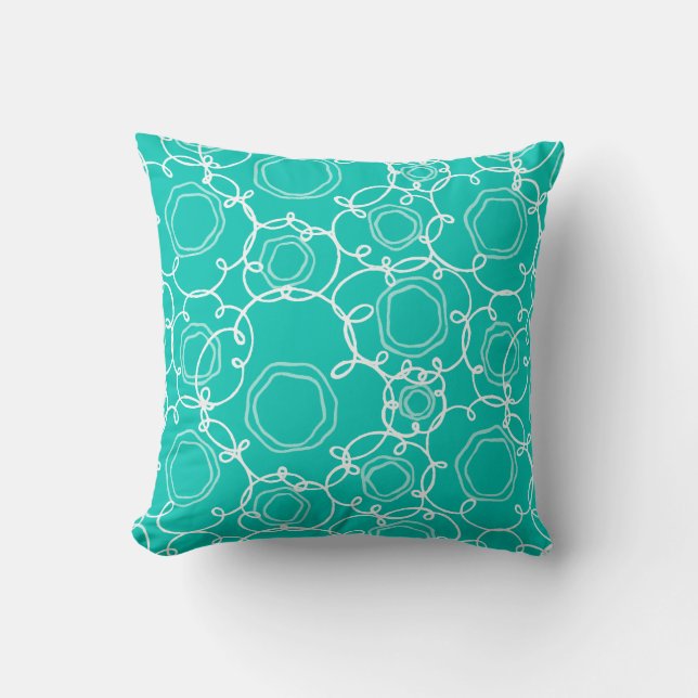 Almofada Abstract Floral Matrix (Teal) Fine Art (Frente)