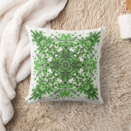 Almofada Abstract Floral Pattern In Black & Green On White
