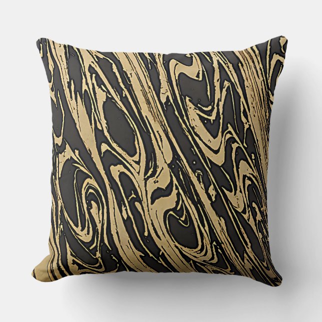 Almofada Abstract Fluid Art - Black Marble Effect (Frente)