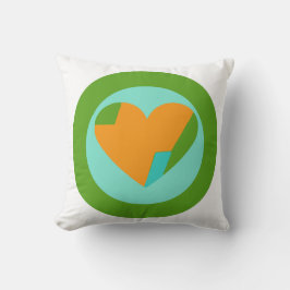 Almofada Abstract Heart Green Teal Orange Circle