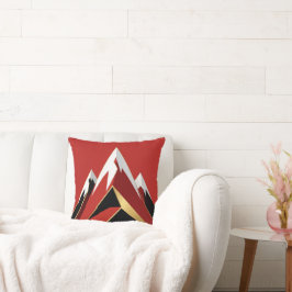 Almofada Abstract Mountain Range Red Black Gold