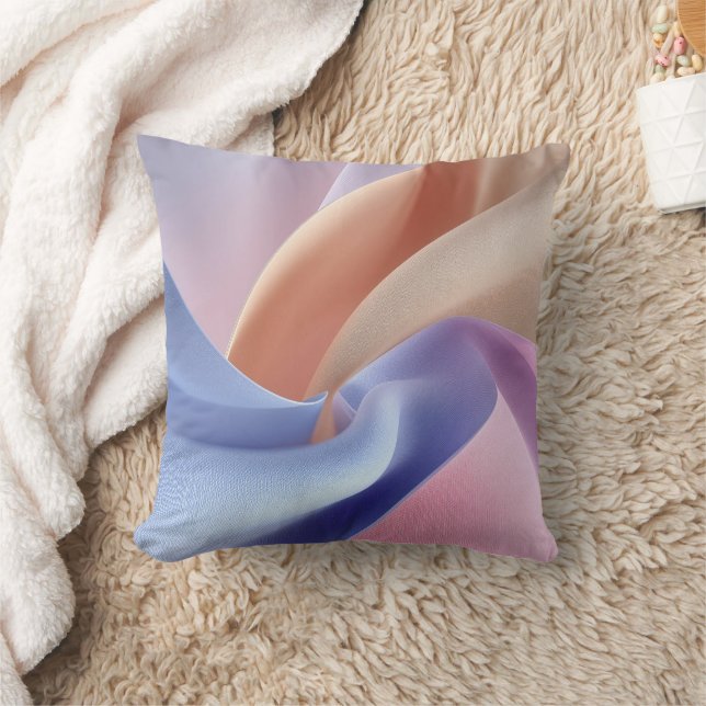 Almofada Abstract Pastel Fabric Flow with Gentle Curves (Cobertor)