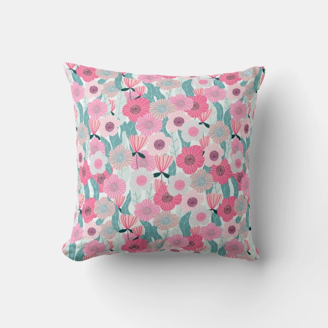 Almofada Abstract pastel floral pattern. Beautiful pink flo (Frente)