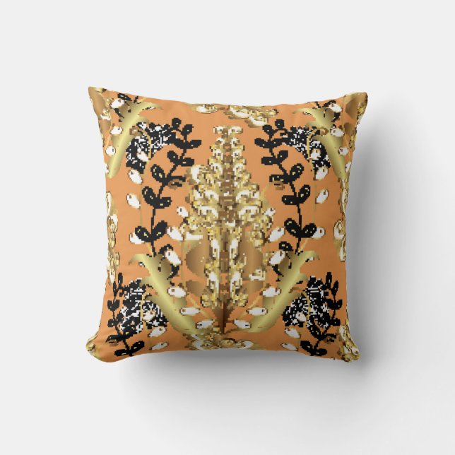 Almofada abstract pattern on orange yellow background with  (Frente)