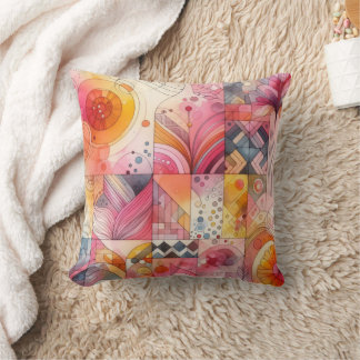 Almofada Abstract Pink Colorful Geometric Design