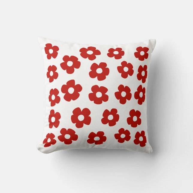 Almofada Abstract Red Flower Pattern Throw Pillow (Frente)