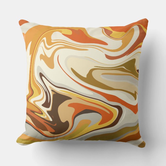 Almofada Abstract Swirling Orange and Beige Design (Frente)