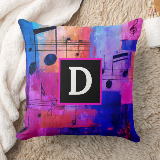 Almofada Abstract yellow red blue musical notes monogrammed