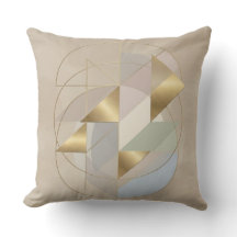 Almofada Abstrata com Acento Dourado | Decoração M