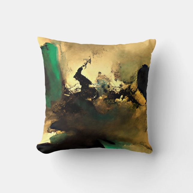 Almofada Abstrata de Arte Oriental, 18"×18" (Frente)
