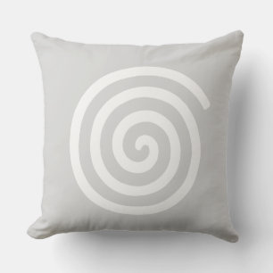 Almofada Abstrata Espiral em Cinza Claro e Branco