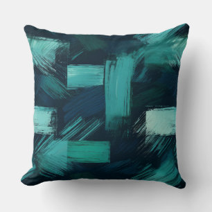Almofada Abstrata Moderna em Azul Verde e Cinza