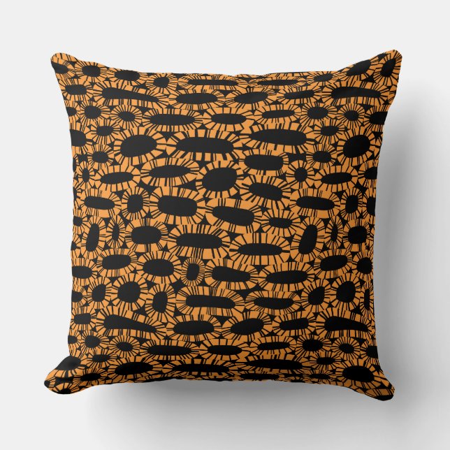Almofada Abstrato 250923 - Laranja claro em preto (Frente)