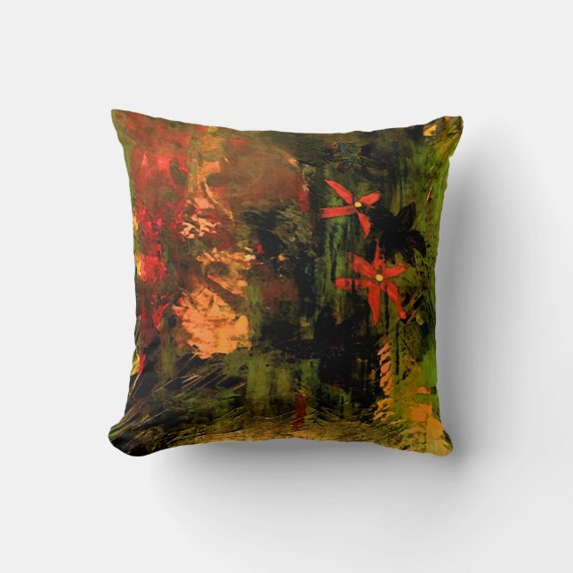 Almofada Abstrato alaranjado da flor (Frente)