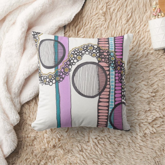 Almofada Abstrato art aquarela e caneta. Ir com o fluxo (Cobertor)