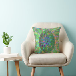 Almofada Abstrato Art Decorativo Ovo Colorido Elegante Verd