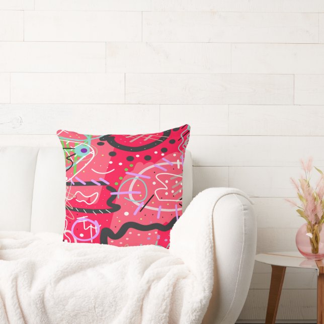 Almofada Abstrato Art em Vermelho (Sofá)