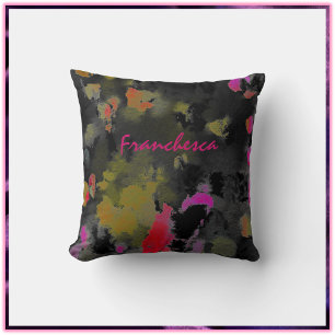 Almofada Abstrato Art Noir Black Pink e Dourado
