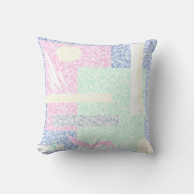 Almofada Abstrato Art Pastel Tema Turquesa Nuvens Rosa Rosa (Frente)