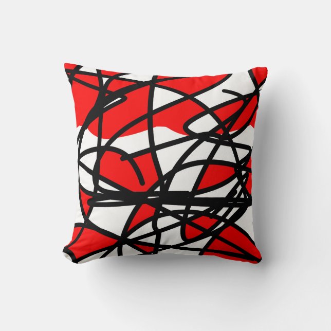 Almofada Abstrato Art Red Black White (Frente)