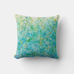 Almofada Abstrato Art Turquoise Azul Travesseiro Amarelo Cl