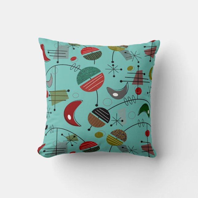 Almofada Abstrato atômico moderno do meio século (Frente)