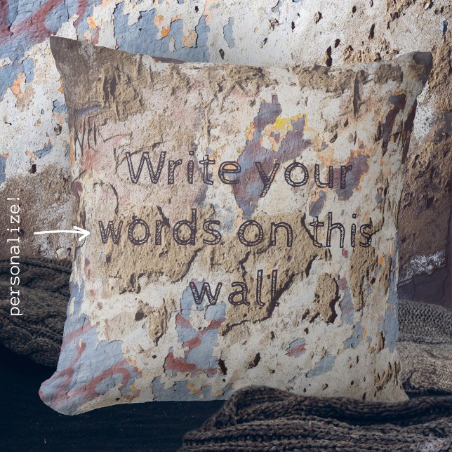 Almofada Abstrato azul e bege (parede rachada) (Criador carregado)