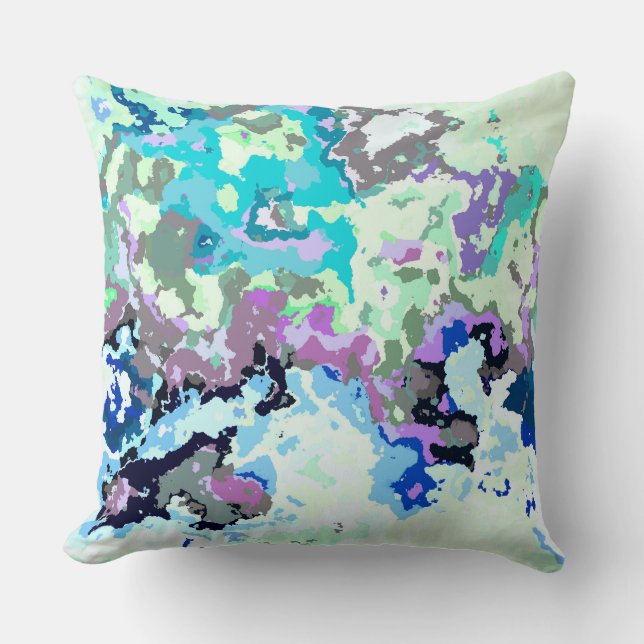 Almofada Abstrato azul e roxo (Frente)