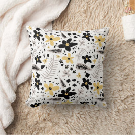 Almofada Abstrato Black Yellow Cinza Floral Sem Costura Pad