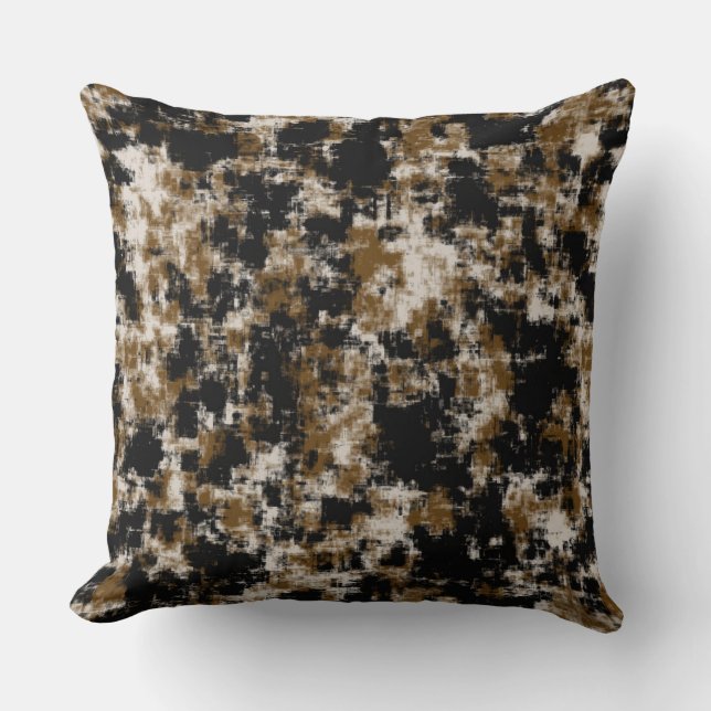 Almofada abstrato branco e preto Dourado (Frente)