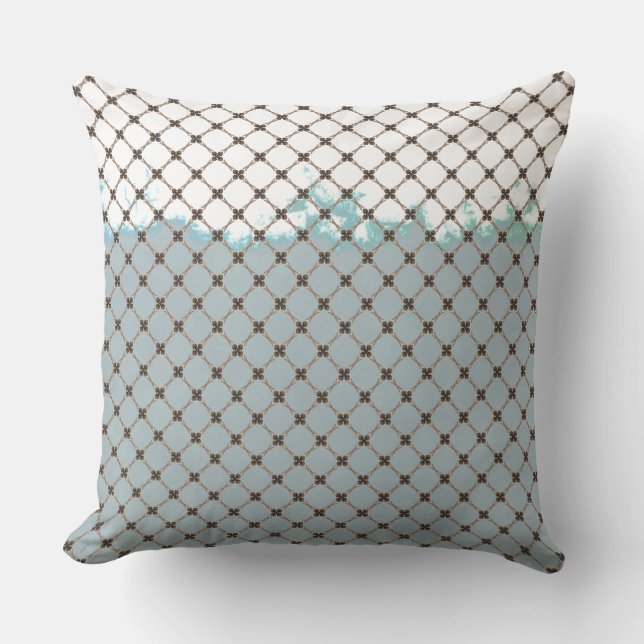 Almofada Abstrato, branco, padrão de bronze (Frente)