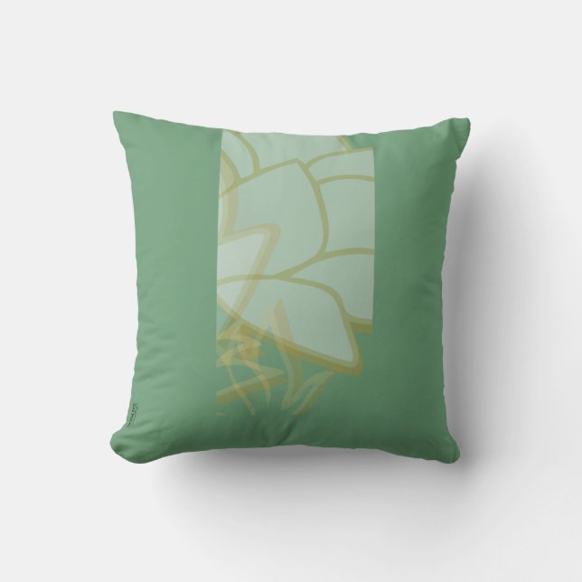 Almofada Abstrato Branco Verde Dourado Chic (Frente)