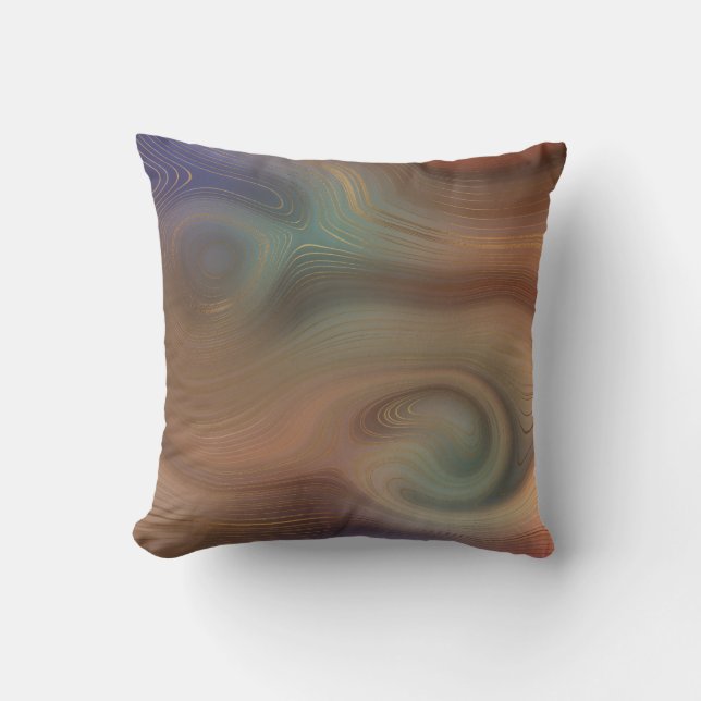 Almofada Abstrato Brown Green Dourado Swirls (Frente)