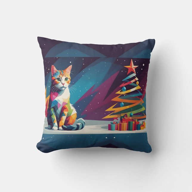 Almofada Abstrato Cat (Abstract Christmas Throw Pillow!)