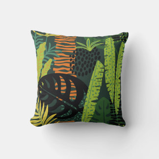 Almofada Abstrato com folhas tropicais. Ha